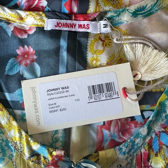 Johnny Was 100% Silk Japer Flower Mai Tunic Popover Boho Top Size M BNWT! - Picture 12 of 13